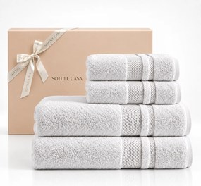 Kit 4 Pçs Toalhas Karsten 100% Algodão Yves c/ Caixa de Presente - Branco Branco