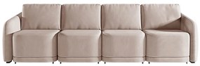 Sofá Cama Modulado Retrátil e Reclinável Decorativo Varsóvia 356cm Veludo Rosê G33 - Gran Belo