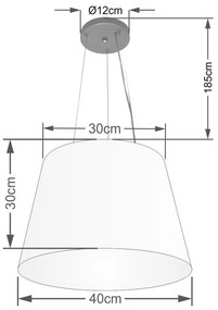 Lustre Pendente Cone Md-4152 Cúpula em Tecido 30/40x30cm Linho Bege - Bivolt