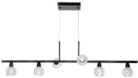 Pendente Retangular 100X22X18Cm Metal E Vidro Cristal Ø8Cm 06Xg9 | Old... (CAFÉ, AMBAR)