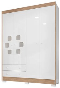 Guarda Roupa Infantil Carinho 4 Portas 2 Gavetas Branco Flex - Incorplac - Branco