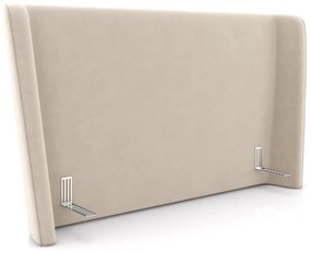 Cabeceira Design para Cama de Casal Torres Pés em Madeira Veludo Bege G91 - Gran Belo