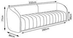 Sofá Living Decorativo 4 Lugares 332cm Meris M22 Boucle Bege - Mpozena