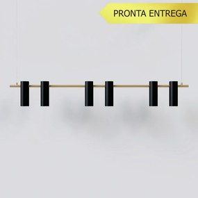 Pendente Tube Transpass Em Par 5,7X16,7X120Cm Alumínio 06Xmr16 - Qimpo... (PRETO)
