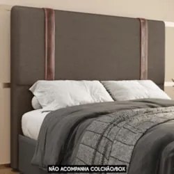 Cabeceira Cama Box King 193cm Estofada Glory Saturno Marrom Z04 - Mpoz