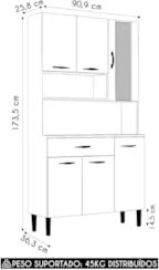 Armário de Cozinha Compacta 90cm Bruna Plus Freijó/Soft Z06 - Mpozenat