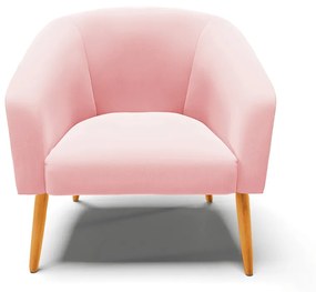 Poltrona Stella Suede Rosa Bebê Pés Palito Castanho - D'Rossi