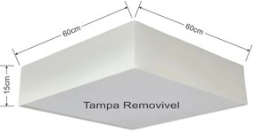 Plafon Quadrado Md-3052 Cúpula em Tecido 60x60x15cm Branco - Bivolt
