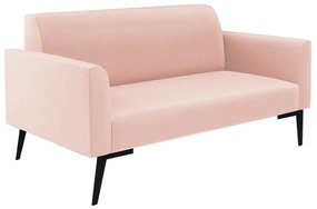 Sofá Namoradeira com 2 Poltronas Pés Villach Marisa Veludo Rosê