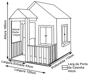 Casinha de Brinquedo com Cercado Azul Bebê/Branco L12 - Gran Belo