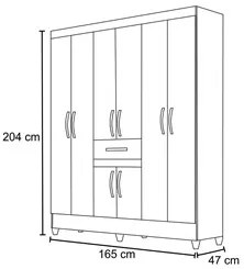 Guarda Roupa Casal Portugal 8 Portas Castanho Wood - Moval