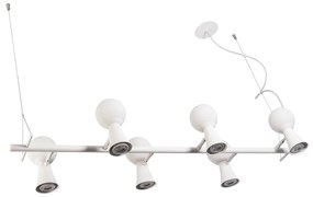 Pendente Dirham 114X32,4X18,6Cm 6Xg9 + 6Xmr16 Alumínio E Globo Ø10Cm |... (BT - Branco Texturizado, FOSCO)