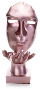 Máscara Sopro Decorativa Rosa Fosco Em Cerâmica 35x16x20 Cm  - D'Rossi