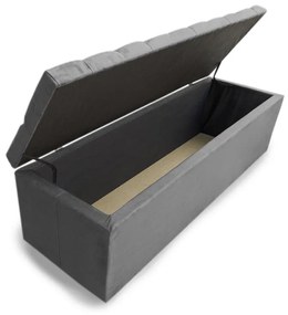 Calçadeira Baú Queen 160cm Nicole Capitonê Suede Cinza - Sheep Estofados - Cinza