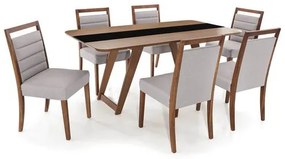 Conjunto Mesa de Jantar Lovaina Vidro Preto + Cadeiras Tienen Encosto Estofado - 67635 Sun House