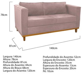 Kit Sofá 2 Lugares e 2 Poltronas Europa Linho Rosê ADJ Decor