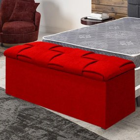 Calçadeira Baú Casal Queen 160cm Ravena Veludo Vermelho - Simbal - Vermelho