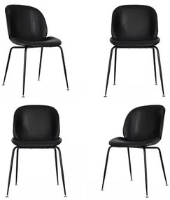 Kit 04 Cadeiras Dinamarca Corino Preta - 73117 Sun House