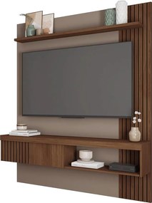 Painel TV 55 Pol 150cm Bancada Suspensa Ripado Luana C01 - D'Rossi - Fendi/Havana