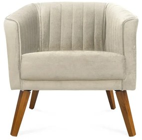 Kit 2 Poltronas Decorativas Dalia Pés de Madeira Veludo Bege - Sheep Estofados - Bege