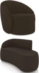 Sofá 2 Lugares 140cm Wendi e Poltrona Steve Suede Marrom I01  - Mpozen