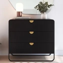 Cômoda Quarto Solteiro 90cm 3 Gavetas Mario Nero/Preto A10 - Mpozenat