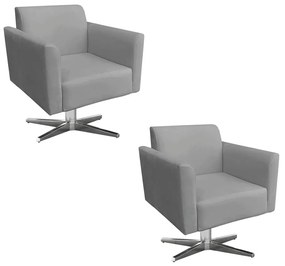 Kit 02 Poltronas Giratória Marisa Suede Base Cromada D03 - D'Rossi - Grafite