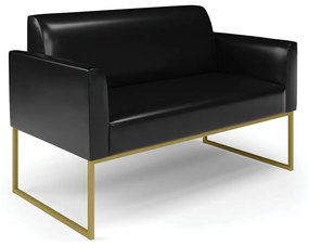 Sofá Namoradeira Base Industrial Dourado Marisa Corano D03 - D'Rossi - Preto
