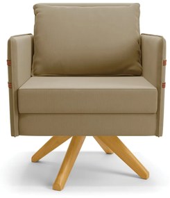 Kit 01 Namoradeira 02 Lugares e 02 Poltronas Mari Suede Base de Madeira MA30 - D'Rossi - Marrom Rato