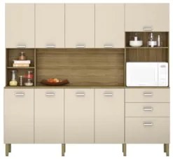 Armário de Cozinha Compacta 222cm Intesa Z06 Freijó/Vanilla - Mpozenat