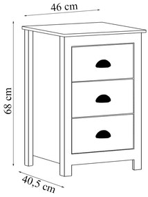 Mesa De Cabeceira Decorativa Alina Madeira 3 Gavetas Branca/Carvalho G74 - Gran Belo