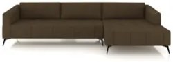 Sofá 5 Lugares 366cm Com Chaise Direito Eko Couro Capuccino Z55 - Mpoz