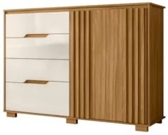 Cômoda Para Quarto 4 Gavetas 147cm Gênova Z17 Freijó/Off White - Mpoze