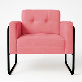 Poltrona Sala Industrial Alta Tubo Preto Elisa Suede D03 - D'Rossi - Rose