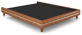 Cama Avulsa para Colchão Casal Torres Pés em Madeira PU Caramelo G91 - Gran Belo