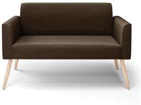 Sofá Namoradeira Pés Palito Natural Marisa Suede Marrom D03 - D'Rossi
