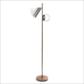 Luminária De Chão Ela 24X31X146Cm Tubo Metal Alumínio E Vidro 1Xmr11 /... (ROSE FOSCO)