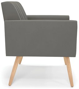 Poltrona Viena Gomada Suede Grafite Pés Palito Natural - D'Rossi
