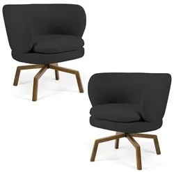 Kit 2 Poltronas Decorativas Base Ka Giratória Melissa Linho D-465 Chum