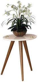 Mesa Lateral Sala de Estar Recepção 44cm Pés Palito Tailân Off White G26 - Gran Belo