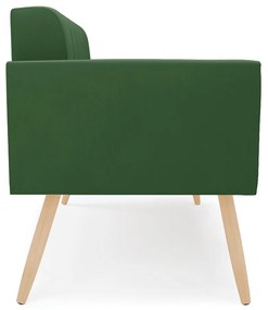 Sofá Namoradeira Elisa Suede Verde Pés Palito Natural  - D'Rossi