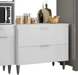 Armário de Cozinha Com Tampo CP04 230cm Pérola Branco Z34     - Mpozen