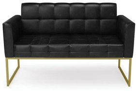 Sofá Namoradeira Elisa Corano Base Metálica Industrial Dourado - D'Rossi - Preto