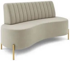 Sofá 2 Lugares 135cm Pés Aço Dourado Tamar Veludo Bege Z08  - Mpozenat