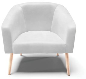 Poltrona Decorativa Pé Palito Natural Stella Sintético PU  D03 - D'Rossi - Branco