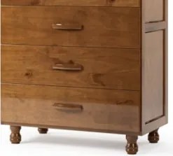 Cômoda Quarto 81cm Madeira Pinus 5 Gavetas Carl Imbuia Z25 - Mpozenato