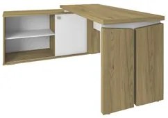Mesa Escrivaninha em L Sharp e Balcão 70cm 2 Portas Tok A06 Olmo/Branc