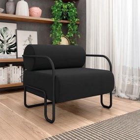 Poltrona Sala de Estar Industrial Preto Ameli Veludo K01 - D'Rossi - Preto