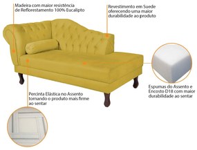 Recamier Diana 185cm Lado Direito Suede Amarelo - ADJ Decor