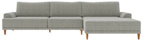 Sofá com Chaise Direita 294cm Índico Linho Cinza G52 - Gran Belo